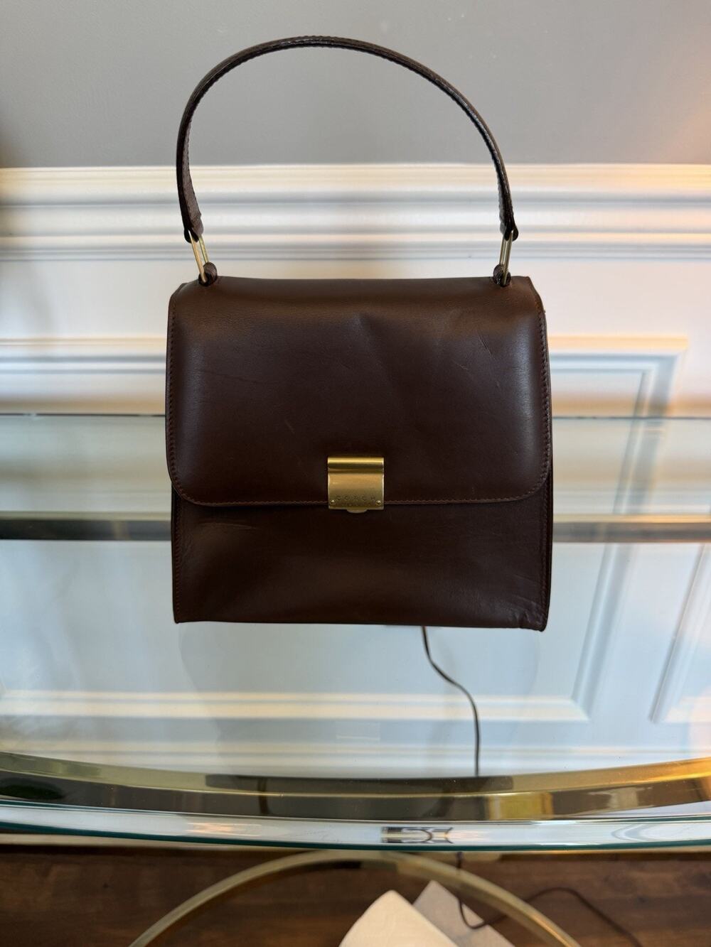 Vtg Coach 6701 Brown Leather Kelly Top Handle Crossbody Made In Italy